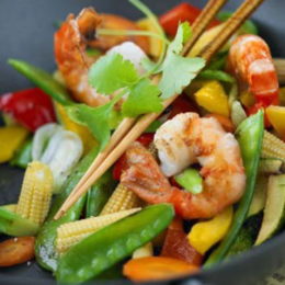 Scampis sauté aux légumes